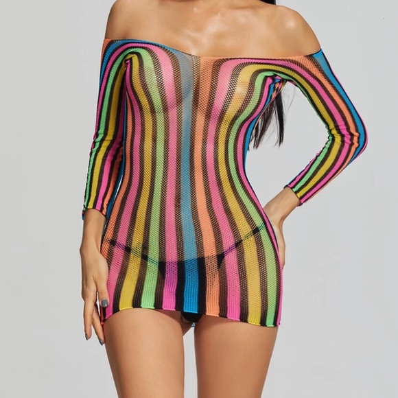 Colorful mesh body stocking - Picture 2 of 7